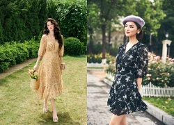 Váy hoa nhí tay phồng, kiểu váy họa tiết đẹp nhất mùa