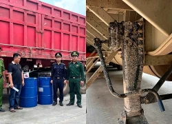Phát hiện xe đầu kéo được gắn thùng kim loại để đưa dầu ra nước ngoài