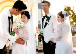 Cô dâu bắc ghế 50cm hôn chú rể 1m9 trong đám cưới ở miền Tây