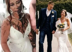 Cô dâu bị tạt sơn đen đầy mặt giữa đám cưới ở Anh