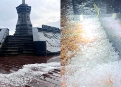 Mưa đá 30 phút trên đỉnh Fansipan