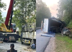 Lật xe tải trên đèo Violak, 2 người chết, 1 người bị thương nặng