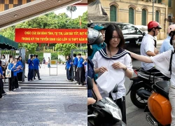 Những cái ôm của bố mẹ tiếp thêm tự tin cho sĩ tử thi vào lớp 10