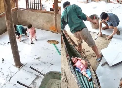 Hành động của nhóm thợ xây với bé gái đang ngủ trên võng được chủ nhà cắt ra đăng khắp nơi