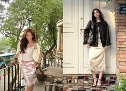 Chân váy satin phối ren điệu đà cho ngày mới thêm phần dịu dàng