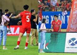 Doãn Hải My gặp cảnh "khó đỡ" khi đưa con trai đi xem Văn Hậu thi đấu nhưng visual xinh chấp góc cam