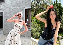 Vẻ đẹp dịu dàng nhưng không kém phần nổi bật từ trang phục họa tiết chấm bi