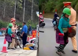 Chồng bị CSGT thổi nồng độ cồn, vợ mang chiêng ra gõ