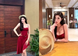 Hot girl bóng chuyền Đặng Thu Huyền quyến rũ trong bộ váy đỏ