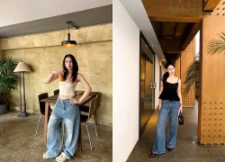 'Lên đồ' phóng khoáng với bộ đôi áo hai dây và quần denim