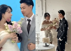 Tuyển thủ Văn Thanh và tiểu thư "trâm anh thế phiệt" cực tình tứ ở hậu trường chụp ảnh cưới, cô dâu xinh miễn chê