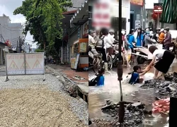 Nhiều học sinh rơi xuống hố công trình giữa phố ở Hải Phòng