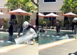 Hội An nóng kỷ lục, resort thả đá khổng lồ vào hồ bơi khiến du khách phấn khích
