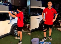 Ca sĩ Tim mặc áo Ronaldo dùng áo đấu giống của Argentina lau xe, còn ném xuống đất gây phẫn nộ