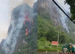 Sét đánh gây cháy rừng trong đêm ở Ninh Bình