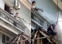 Công an xác minh vụ người đàn ông Hà Nội xịt nước vào thợ đang làm việc trên cao