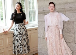 Dấu ấn vintage qua bản phối với áo sơ mi hoa, chân váy hoa cổ điển