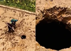 Hố sụt 'không đáy' bất ngờ xuất hiện giữa ruộng ở Cao Bằng