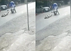 Thanh niên đi xe máy húc "bay" trung tá CSGT Phú Thọ trên đường