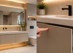 Sau tủ bếp không tay nắm, phòng tắm không tay nắm đang trở thành xu hướng mới trong các căn hộ hiện đại