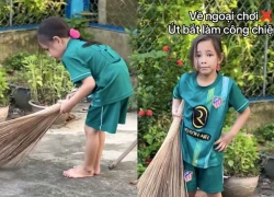 Clip "khối nghỉ hè mà không nghỉ ngơi" chăm chỉ quét sân khiến dân mạng tan chảy