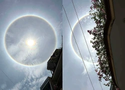 Vòng tròn khổng lồ quanh mặt trời ở Hà Giang trong ngày nắng đỉnh điểm