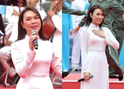 Mỹ Tâm tóc đen, áo dài trắng sáng bừng cả Dinh Độc lập, hình ảnh để đời tái hiện xuất sắc