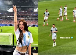Huyền Baby bay sang tận Mỹ để nhìn Messi ở cự ly gần, lên đồ "ít vải" gái 18 thấy còn sợ thua