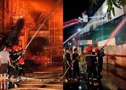 Cháy lớn tại công ty giầy, hàng trăm cán bộ, chiến sĩ xuyên đêm dập lửa