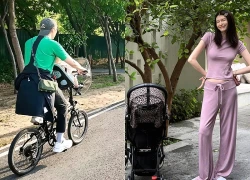 Nàng thơ H.T sinh quý tử cho "anh sếp showbiz", vừa lộ cảnh đẩy xe nôi đưa con ra ngoài chơi gây náo loạn MXH