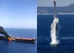 Hai tàu dầu bốc cháy do đâm trúng bãi thủy lôi ở eo biển Hormuz