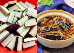 Xào cà tím đừng cho ngay vào chảo, thêm 2 bước nữa cà không thâm đen, không hút dầu béo ngậy