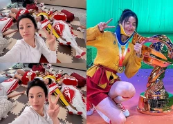 Địch Lệ Nhiệt Ba lộ tạo hình 'tơi tả' ở hậu trường phim mới