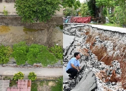 Đường nứt toác sau tiếng động lớn: Khoan 9 lỗ để kiểm tra