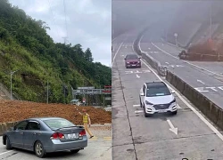 Khối đất đá khổng lồ đổ xuống đường, thót tim cảnh ô tô, xe máy thoát hiểm