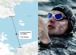 Người đàn ông Ba Lan bơi vượt biển Baltic sau 56 giờ