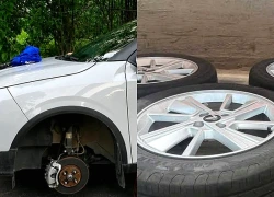 Ô tô bị tháo trộm 2 bánh trong đêm tại khu đô thị ở Hà Nội