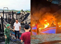 5 tàu cá ở Nghệ An bốc cháy dữ dội