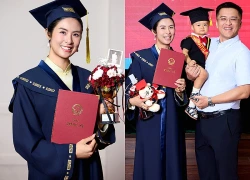 Hoa hậu Ngọc Hân tốt nghiệp thạc sĩ, chồng và con trai có mặt chúc mừng