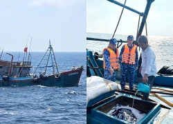 Cảnh sát biển dẫn giải tàu chở 130.000 lít dầu trái phép về Phú Quốc