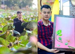 Phụ việc trong xưởng vẽ của anh rể, 9X Thanh Hóa tạo nên tranh lá sen độc bản