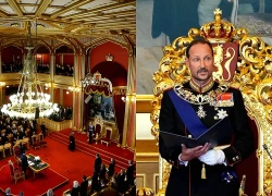 Nhà Vua Na Uy Haakon VIII tuyên thệ trước Quốc hội