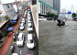 Mưa lớn gây ngập, kẹt xe khắp TPHCM, dòng người nhích từng chút