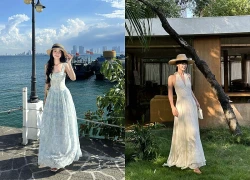 Mũ rộng vành phối váy dáng dài giúp nàng 'ghi trọn điểm' trong kỳ nghỉ