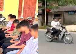 Công an làm việc với nhóm học sinh đầu trần lái xe máy