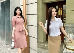 Áo sơ mi, váy midi hay yếm giúp nàng ghi điểm thanh lịch ngày thu