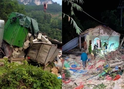 Lật xe đầu kéo, thùng hàng đổ xuống nhà dân, 3 người tử vong