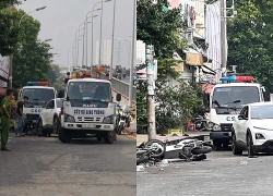 Ô tô bất ngờ tông 5 xe máy trước quán nhậu, người dân giận dữ chặn đầu phương tiện