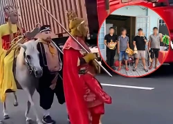 4 'thầy trò Đường Tăng' cưỡi ngựa, đi bộ trong làn ô tô đã xác định rõ lý do