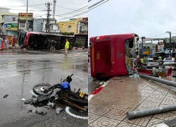 Xe khách lật trên quốc lộ, nhiều người bị thương
